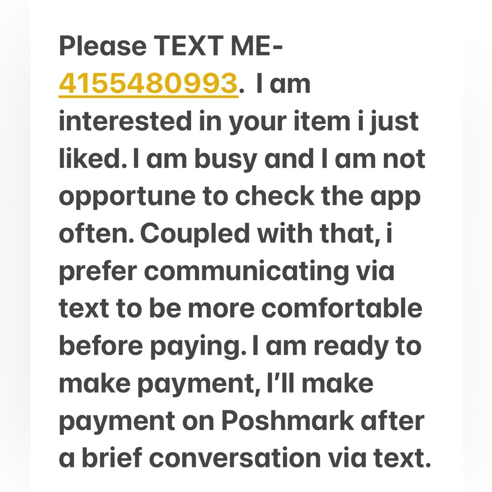 Please Text me-4155480993, I’m interested in your item I just liked.